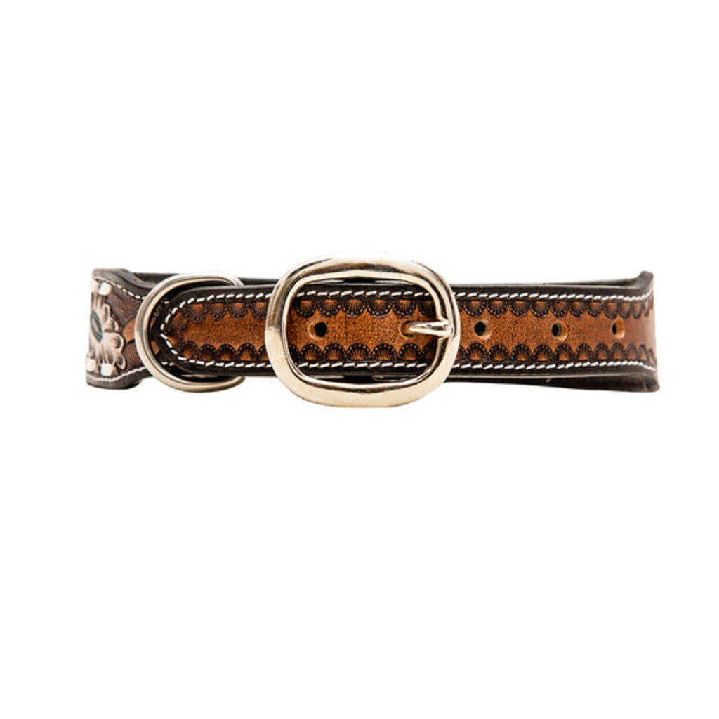 Hotshots Hand Tooled Leather Dog Collar S-6889 SM