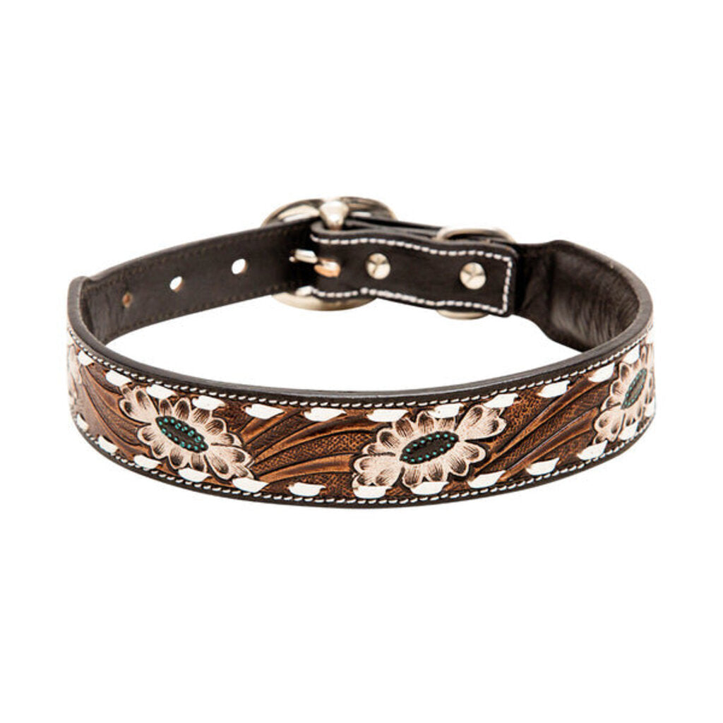 Hotshots Hand Tooled Leather Dog Collar S-6889 SM