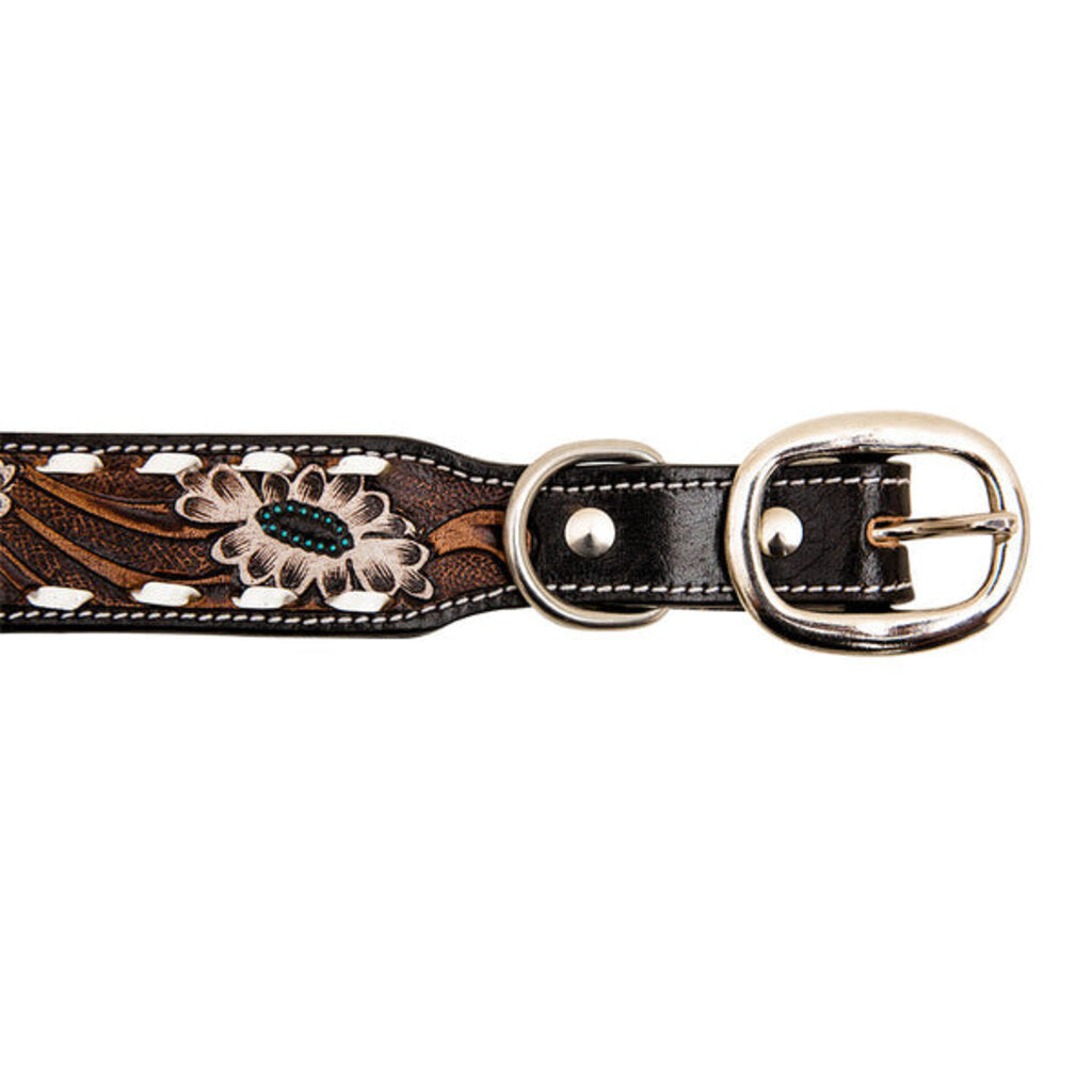 Hotshots Hand Tooled Leather Dog Collar S-6889 SM