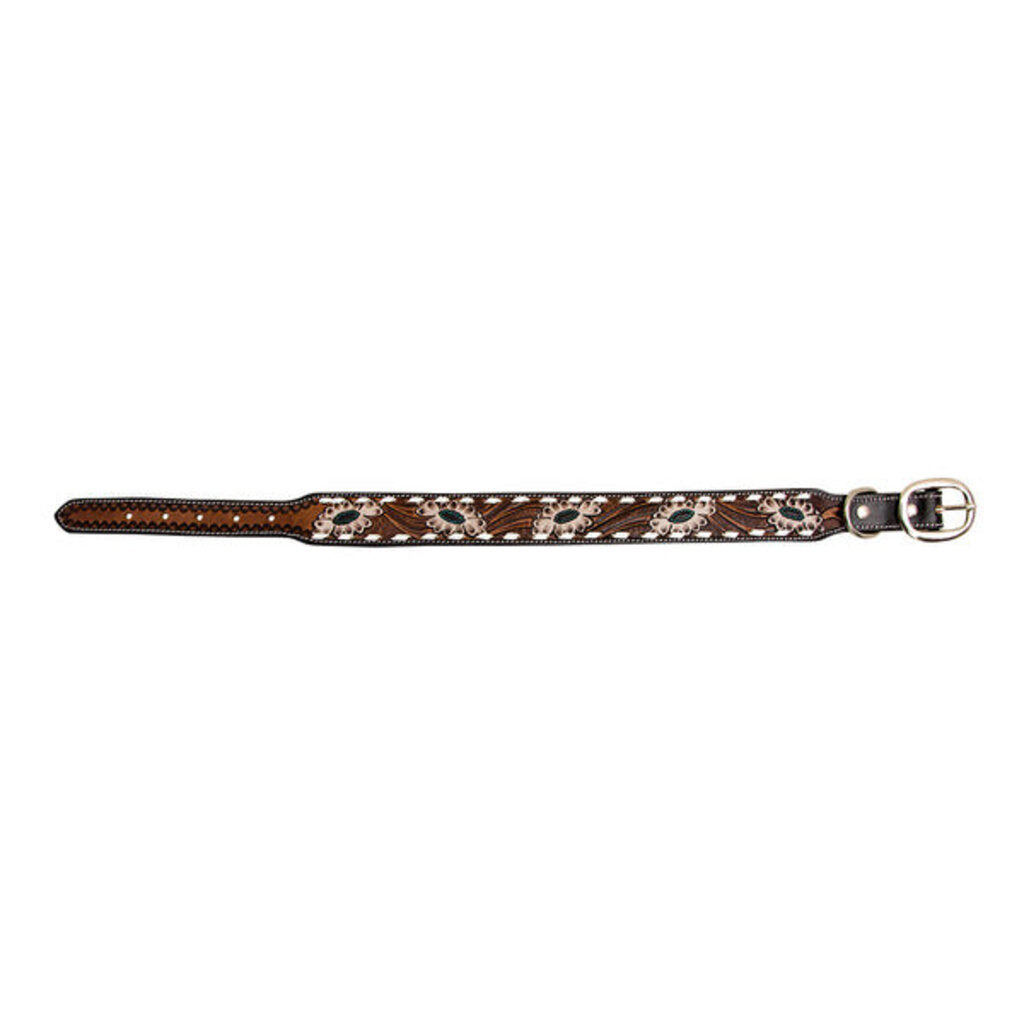 Hotshots Hand Tooled Leather Dog Collar S-6889 SM