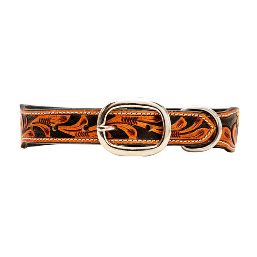 Zoomper Hand Tooled Leather Dog Collar S-6887 SM