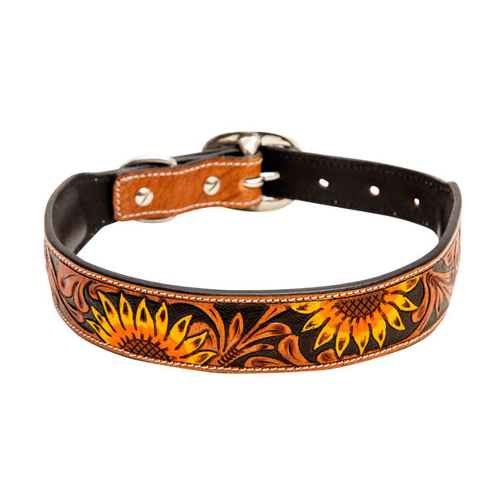 Zoomper Hand Tooled Leather Dog Collar S-6887 SM