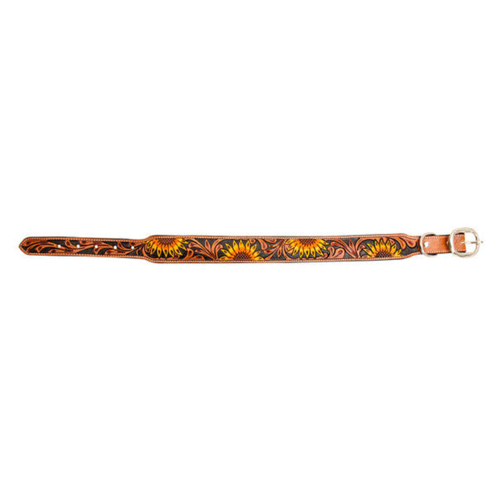 Zoomper Hand Tooled Leather Dog Collar S-6887 SM