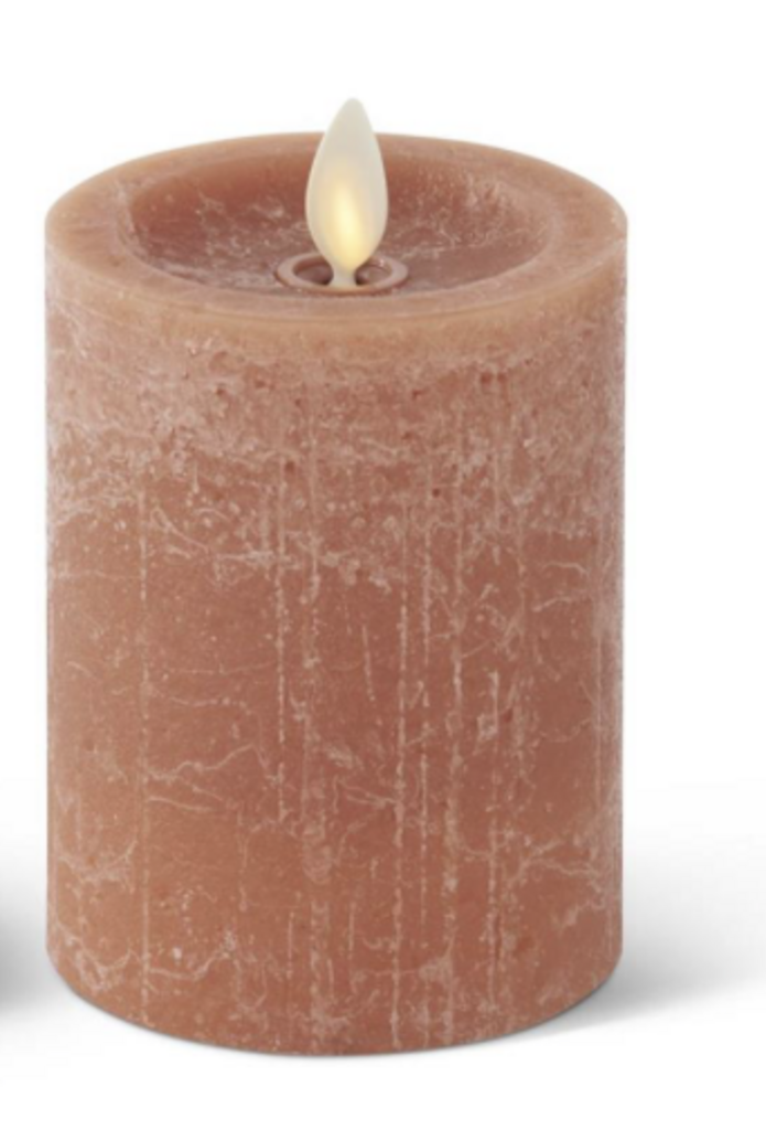 4.5" LIGHT BROWN Seaglass Wax Luminara Pillar Candle 18678A-BRLT-1