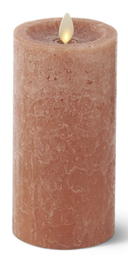 6.5" LIGHT BROWN Seaglass Wax Luminara Pillar Candle 18678A-BRLT-2