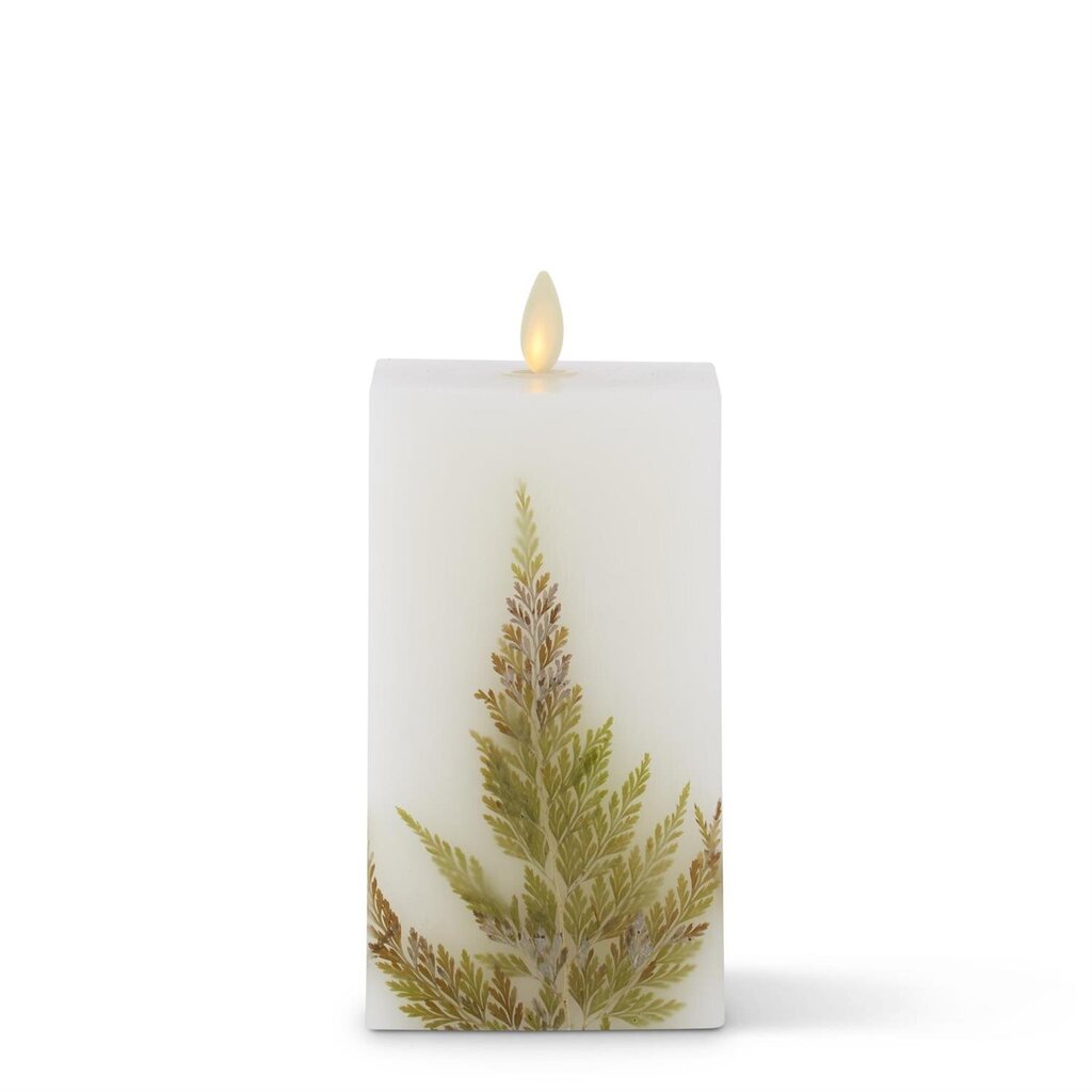 6.5" FERN White Wax LUMINARA Candle 18174A-3