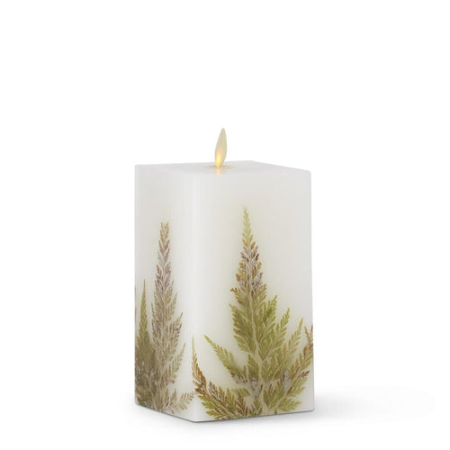 6.5" FERN White Wax LUMINARA Candle 18174A-3