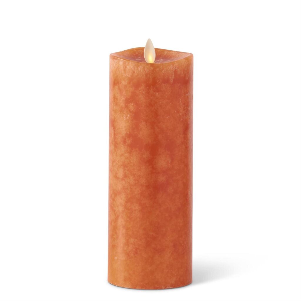 8.5" ORANGE Wax Pillar LUMINARA Candle 18173B-OR-3 LG
