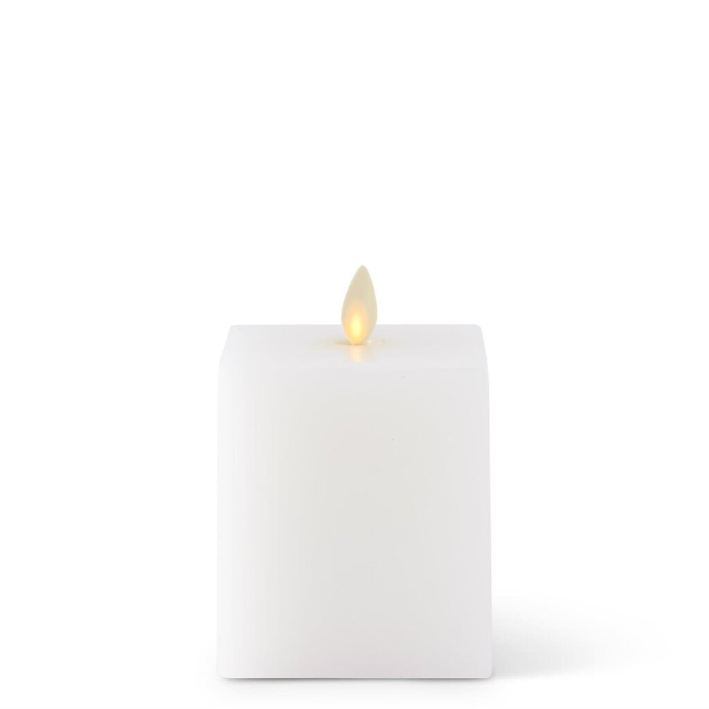 4.5" WHITE Wax Square LUMINARA Candle 18174A-WH-1 SM