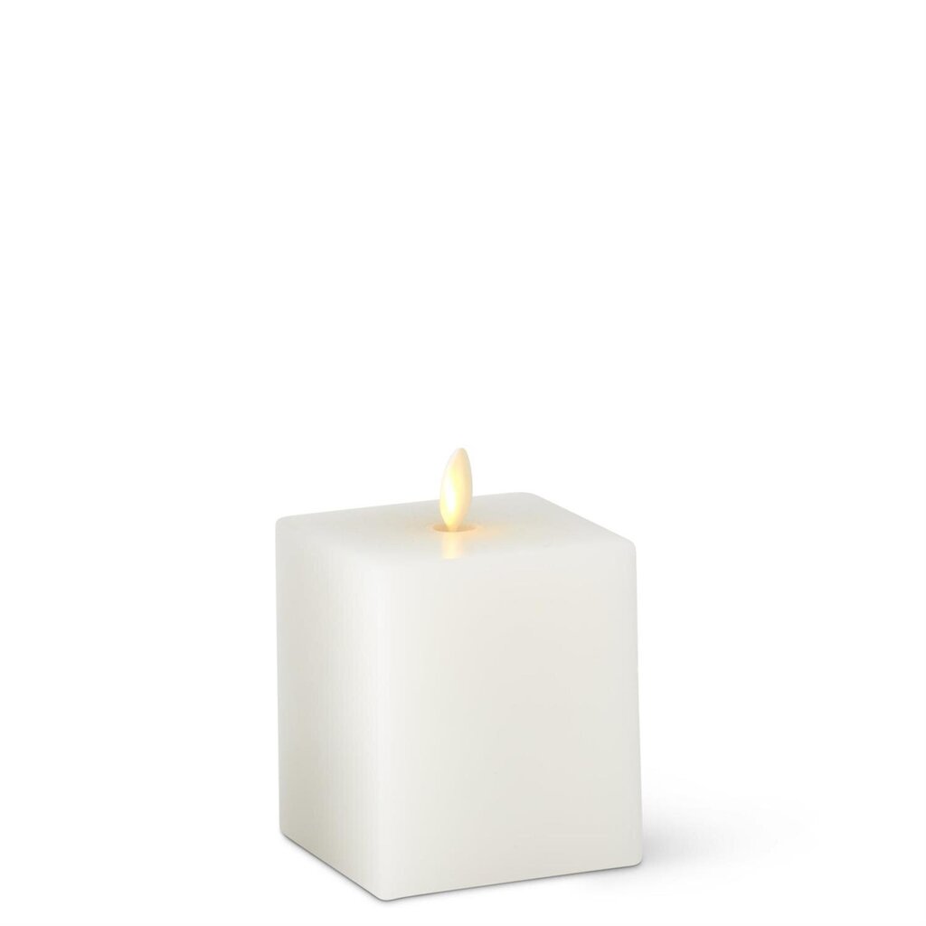 4.5" WHITE Wax Square LUMINARA Candle 18174A-WH-1 SM